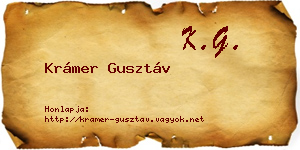 Krámer Gusztáv névjegykártya
